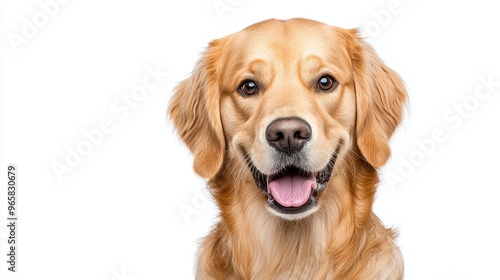 Joyful Golden Retriever: Happy Dog Smiling in Portrait on White Background