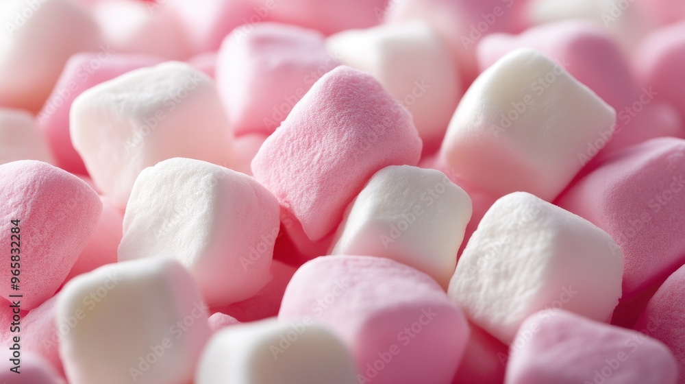 Texture Close-Up of Assorted Pink and White Marshmallows Texture Close-Up of Assorted Pink and White Marshmallows