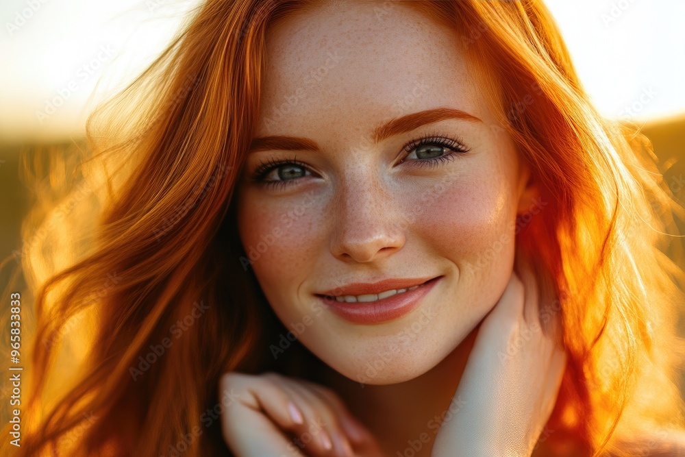 Fototapeta premium Radiant Ginger Woman Posing in Natural Light
