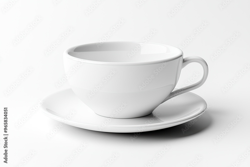A minimalist white tea cup and saucer set on a neutral background, perfect for showcasing elegance and simplicity. A minimalist white tea cup and saucer set on a neutral background, perfect for showcasing elegance and simplicity.