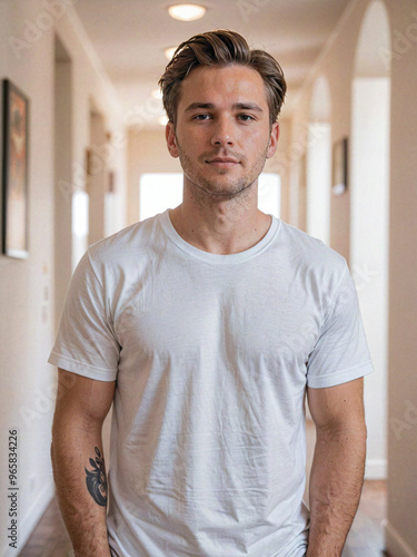 Hombre joven vestido con camiseta blanca