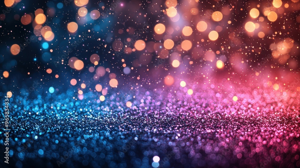 Fototapeta premium A vibrant background filled with sparkling lights and colorful bokeh effects during a festive celebration at night