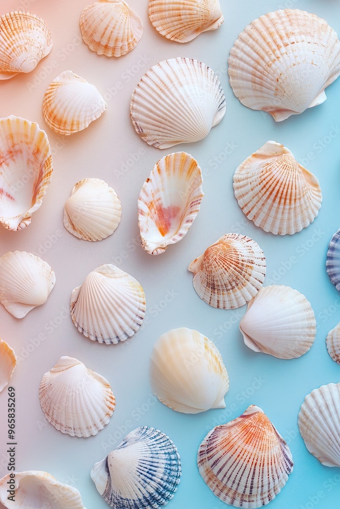 Scallops pattern on blue backdrop Scallops pattern on blue backdrop