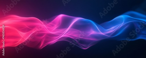 Abstract neon light waves on dark background