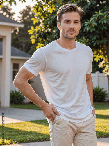 Hombre joven vestido con camiseta blanca