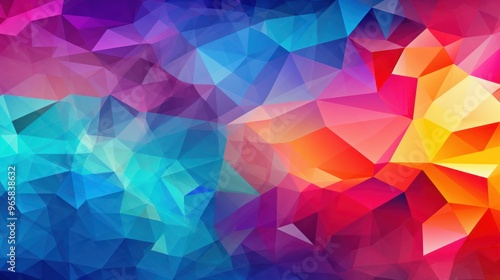 Vibrant Geometric Rainbow Mosaic. Abstract Colorful Polygonal Background