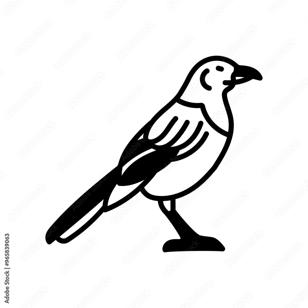 Fototapeta premium Magpie Glyph Icon, Vector illustration