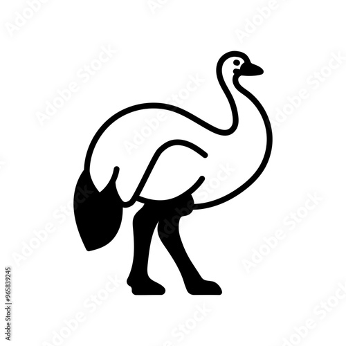 Emu Glyph Icon, Vector illustration