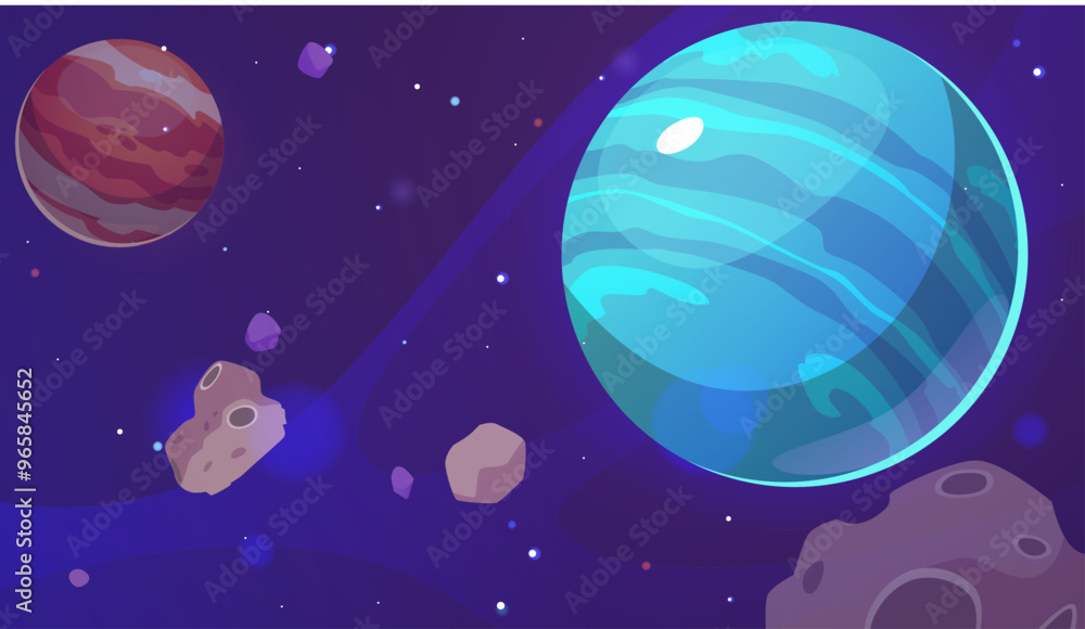 Vector graphics of the game universe depicting planets with a colorful glossy surface Vector graphics of the game universe depicting planets with a colorful glossy surface