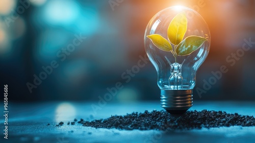 Concept of financial innovation with a plant in a light bulb 