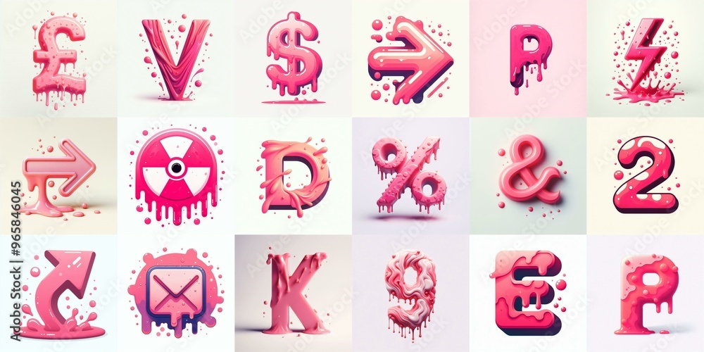 Fototapeta premium Pink Lettering Typeface. AI generated illustration