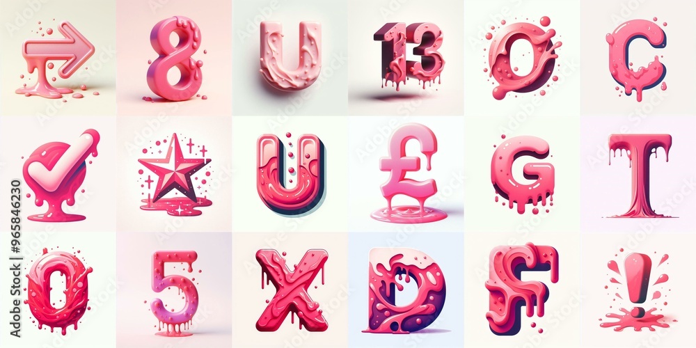 Fototapeta premium Pink Lettering Typeface. AI generated illustration