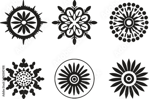 Set of Mandala Illustration Design, geometrical Mandala Clipart, coloring book interior, Muslim mandala, Line art, Round Ornament Pattern, Illustration of mandala art decor design, silhouette.