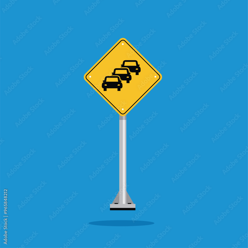 road sign icon, Traffic queues Likely ahead on yellow rhombus. board.suitable for poster use and web icon road sign icon, Traffic queues Likely ahead on yellow rhombus. board.suitable for poster use and web icon