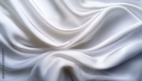 Elegant White Silk Fabric Wave Texture, Abstract Drapery Background for Luxury, Smooth and Flowing Textile Design Concept