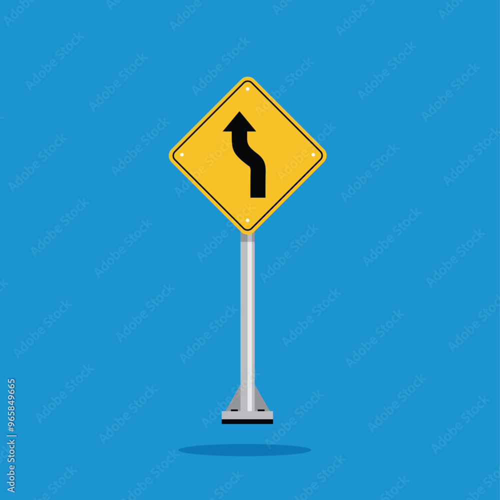 road sign icon, double curve ahead road on yellow rhombus. board.suitable for poster use and web icon road sign icon, double curve ahead road on yellow rhombus. board.suitable for poster use and web icon