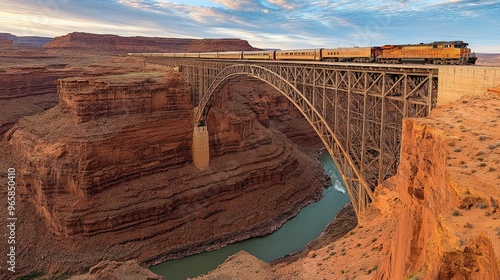 Train Crossing Over The Canyon Bridge