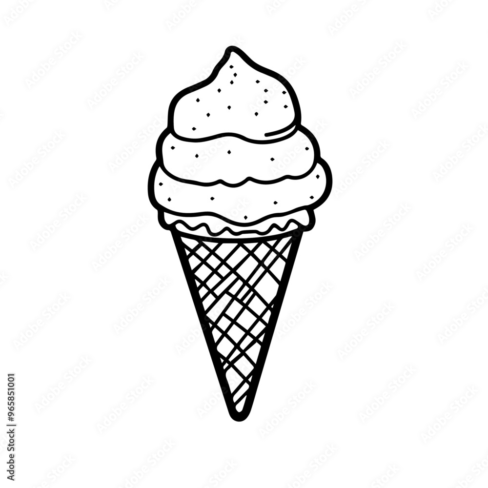 Scoop of Gelato in a Cone – Black Outline Vector Illustration Best Suited for Ice Cream Shop Branding and Dessert Menus Scoop of Gelato in a Cone – Black Outline Vector Illustration Best Suited for Ice Cream Shop Branding and Dessert Menus