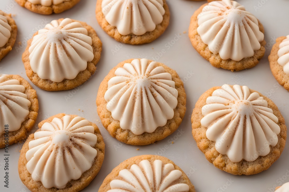 A soft mexican concha cookie with a shell-shaped sugar crust on top, Ai Generated A soft mexican concha cookie with a shell-shaped sugar crust on top, Ai Generated