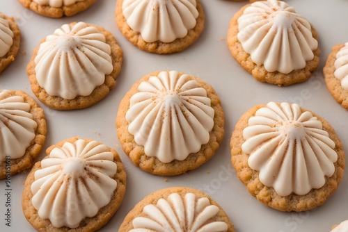 A soft mexican concha cookie with a shell-shaped sugar crust on top, Ai Generated