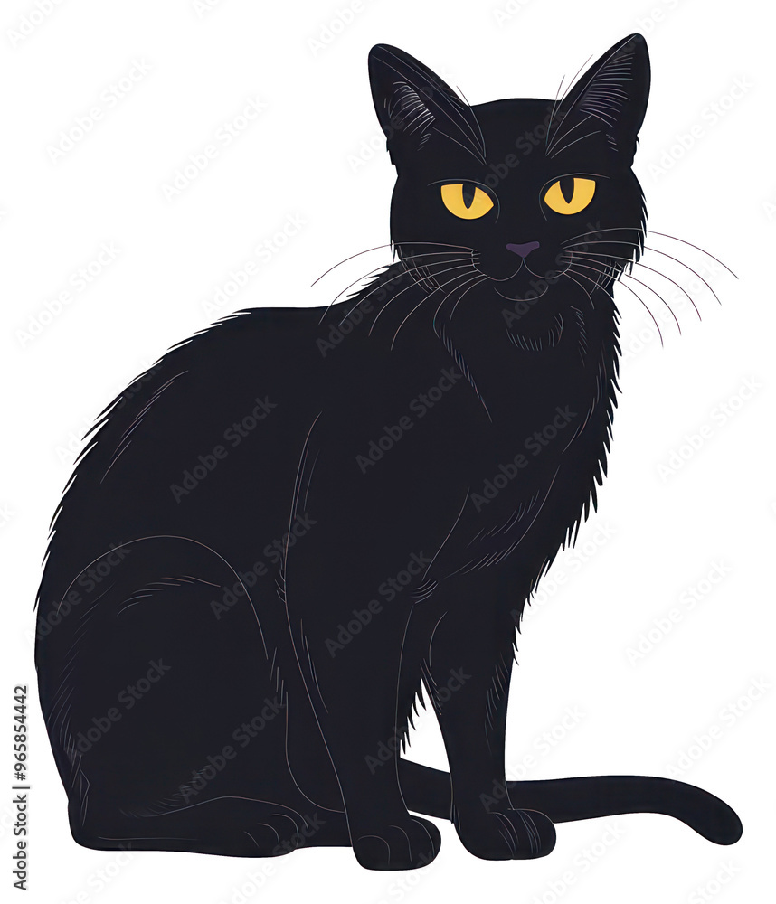 PNG Elegant black cat illustration PNG Elegant black cat illustration