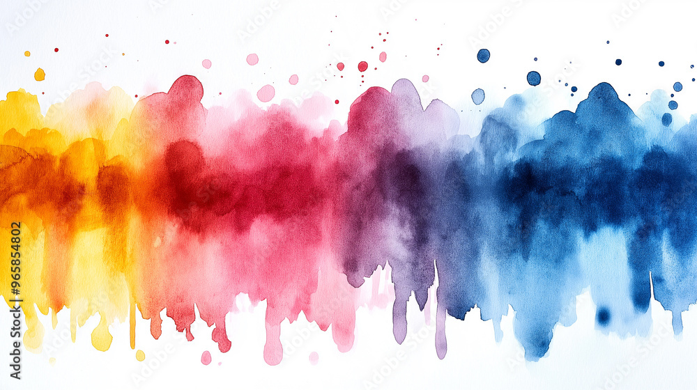 Fototapeta premium A colorful line of watercolor paint with a rainbow effect