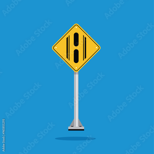 road sign icon, gap in median on yellow rhombus. board.suitable for poster use and web icon