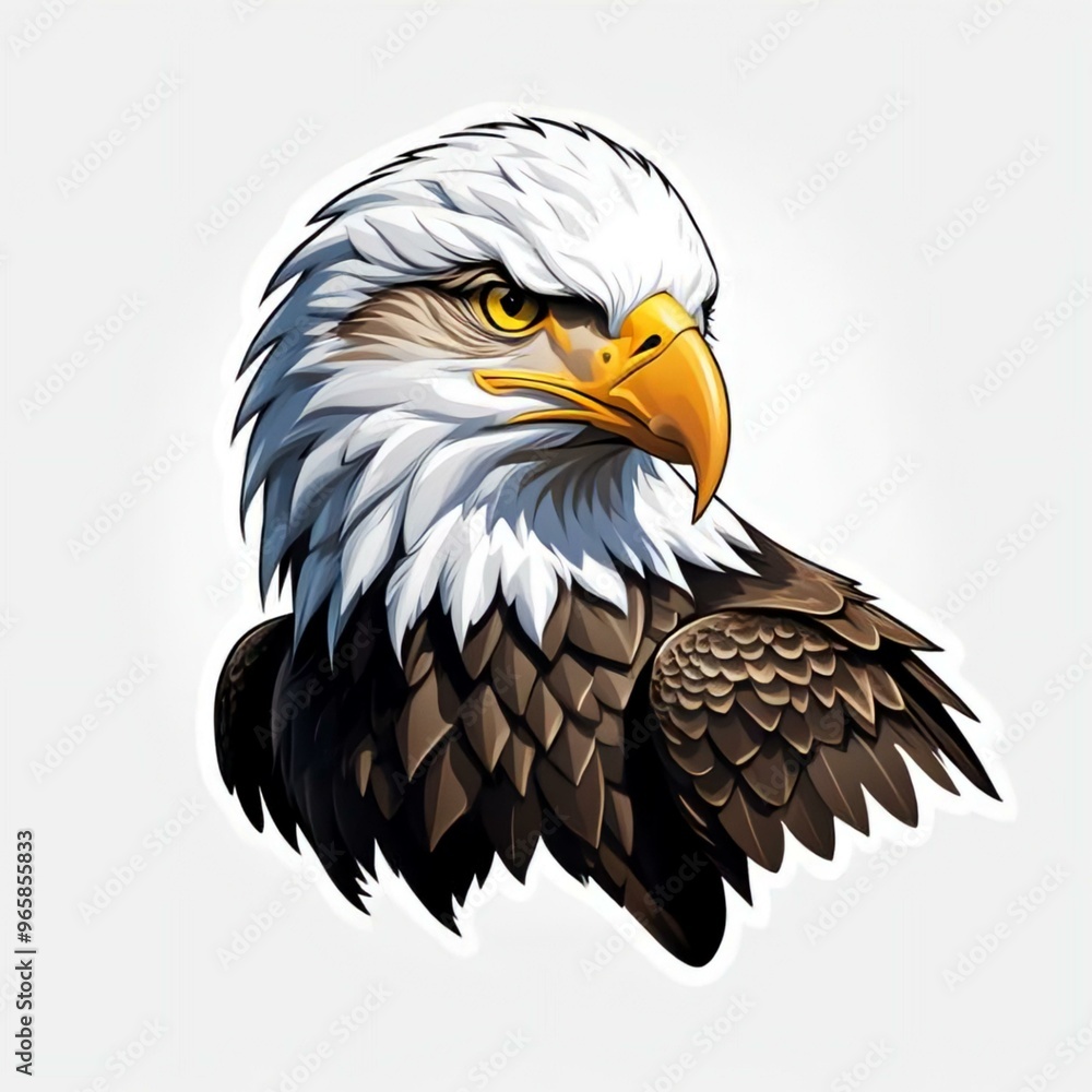 Obraz premium American eagle set. Bald eagle logo. Wild birds drawing. Head of an eagle