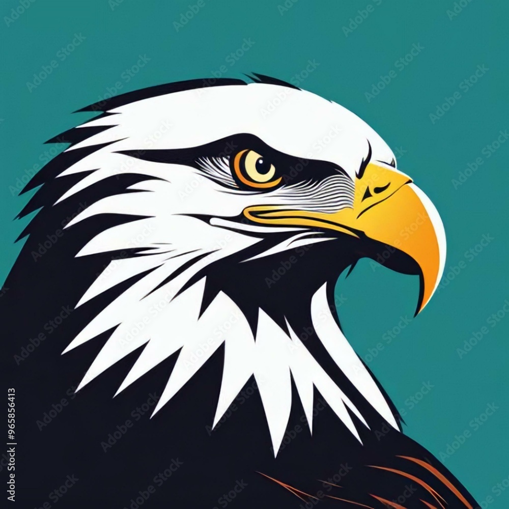 Obraz premium American eagle set. Bald eagle logo. Wild birds drawing. Head of an eagle