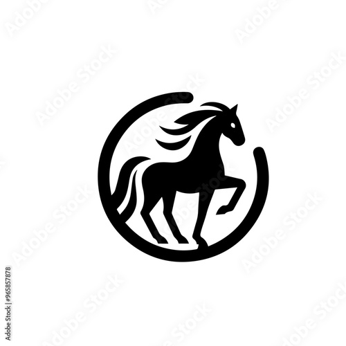 Black horse icon. horse icon illustration in white background.