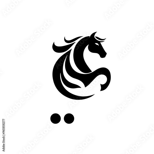 Black horse icon. horse icon illustration in white background.