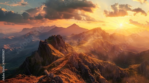 Mountain at sunset, beautiful landscape