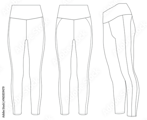 Leggings pants technical fashion  sketch template illustration.