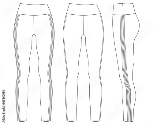 Leggings pants technical fashion  sketch template illustration.