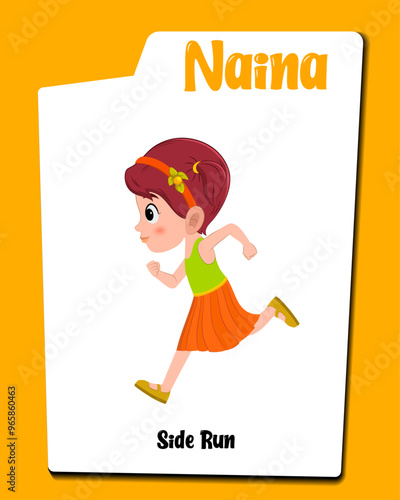 Cute running girl cartoon character. Cartoon girl running pose. Cartoon girl running vector. photo