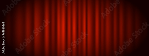 Vector Red curtain. Closed red theater or cinema curtain on stage. Festive background. Vector illustration	