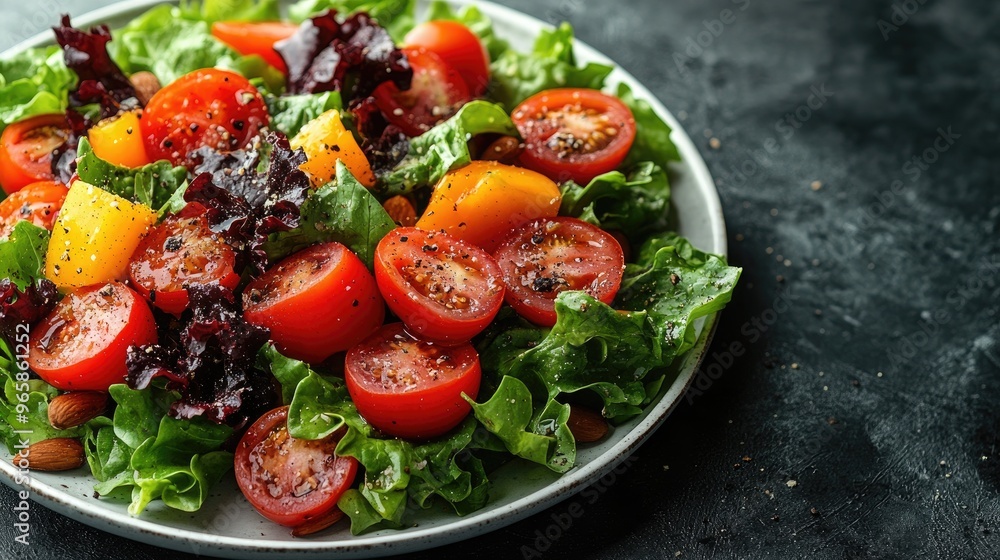 Delicious Fresh Vegetable Salad on a White Plate Perfect for Healthy Eating or Meal Prep Ideas Delicious Fresh Vegetable Salad on a White Plate Perfect for Healthy Eating or Meal Prep Ideas