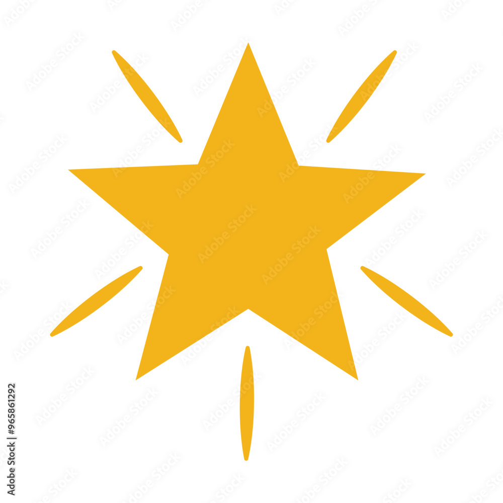Obraz premium Yellow light burst star vector. Sharp glowing flash effect icon isolated