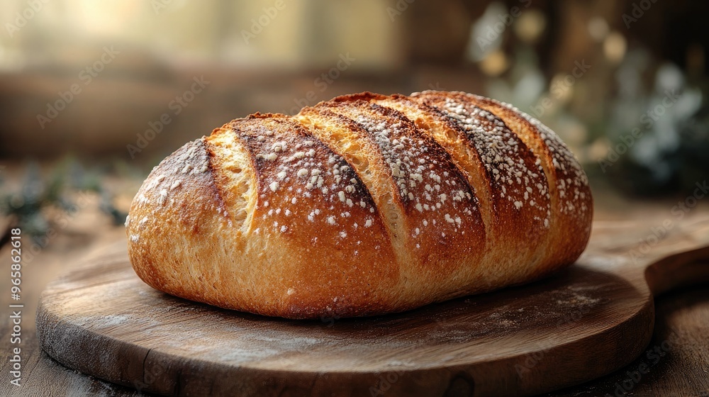 Freshly Baked Bread Loaf on a Cutting Board Perfect for Culinary Blogs and Food Recipes Freshly Baked Bread Loaf on a Cutting Board Perfect for Culinary Blogs and Food Recipes
