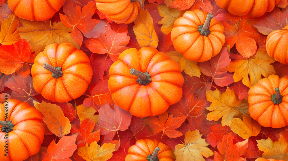 Autumn background with pumpkins and leaves. Concept of Thanksgiving day or Halloween. Autumn background with pumpkins and leaves. Concept of Thanksgiving day or Halloween.