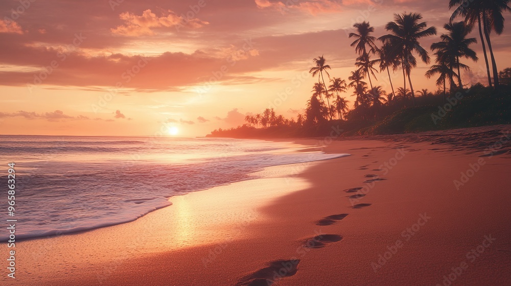 Breathtaking Sunset Over Calm Beach Breathtaking Sunset Over Calm Beach