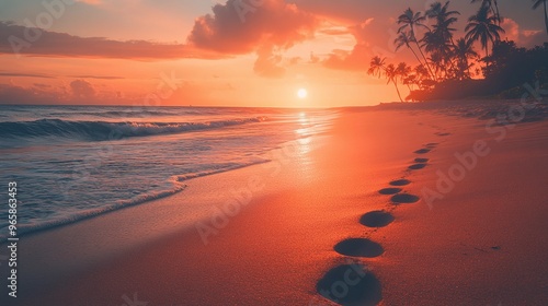 Tranquil Sunset Over Ocean Shoreline