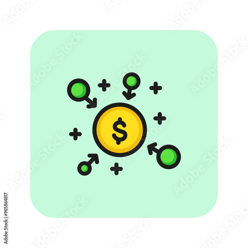 Crowd funding line icon. Money earning, donation, marketing. Resource concept. Can be used for topics like business, investment, commerce