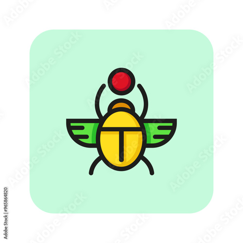 Egyptian Scarab line icon. Egypt, beetle, mummy. History concept. Can be used for topics like ancient legends, mummification, Egyptian Pharaohs
