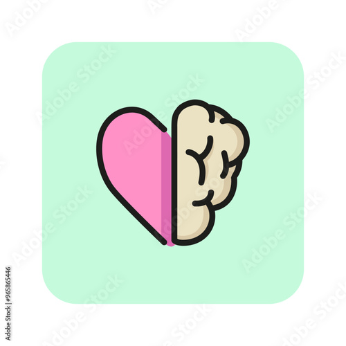 Heart and brain line icon. Passion, inspiration, emotion. Sense concept. Can be used for topics like psychology, anatomy, health