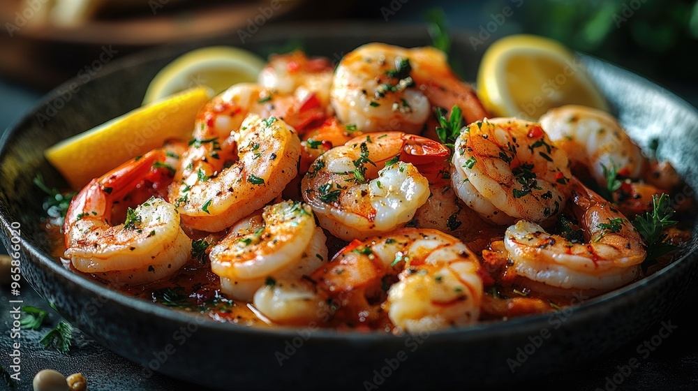 Indulge in this Gourmet Seafood Dish with Lemon Wedges Perfect for Elegant Dining or Menu Design Indulge in this Gourmet Seafood Dish with Lemon Wedges Perfect for Elegant Dining or Menu Design