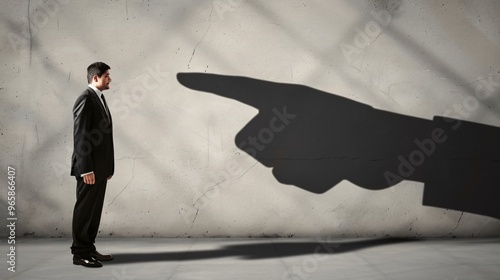 Wallpaper Mural Intimidating Shadow of a Giant Hand Pointing at a Businessman Torontodigital.ca