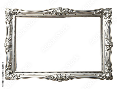 Obraz na płótnie Silver frame with patterns isolated on transparent background w salonie