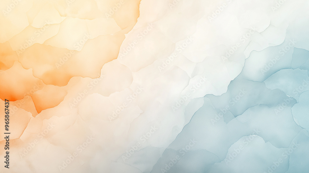 A painting of a cloudy sky with a blue and orange hue A painting of a cloudy sky with a blue and orange hue