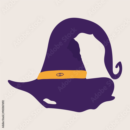 Black witches hat. Vector illustration. Halloween concept